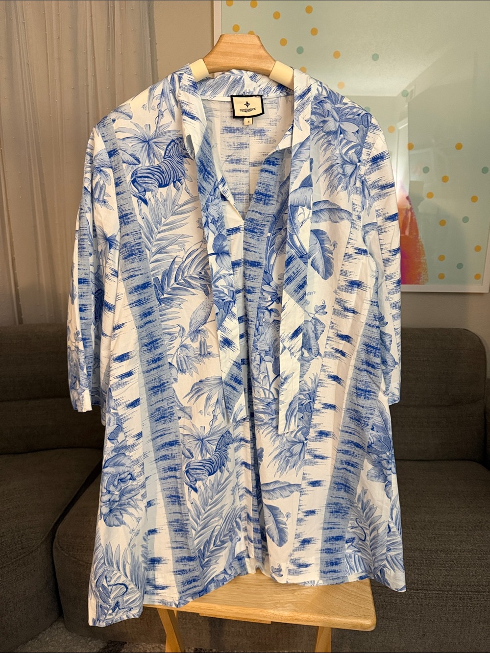 Tuckernuck Blue & White Tropical Print Button-Down Shirt